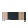 Buffet/bahut industriel 203 cm chêne blanc huilé/noir Kristen