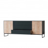 Buffet/bahut industriel 203 cm chêne blanc huilé/noir Kristen