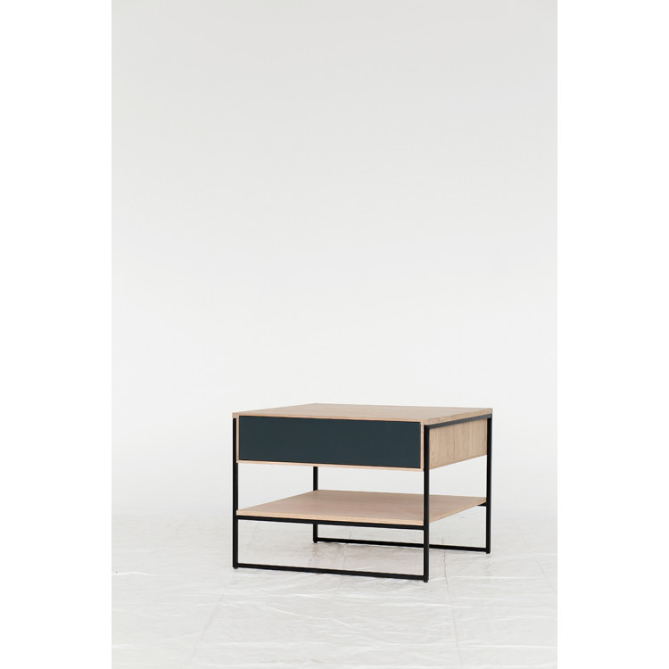 Table basse industrielle chêne blanc huilé/noir Kristen