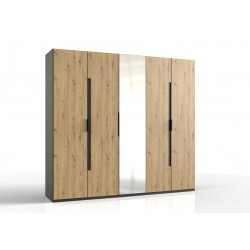 Armoire adulte style industriel 250 cm chêne/graphite Cherbourg