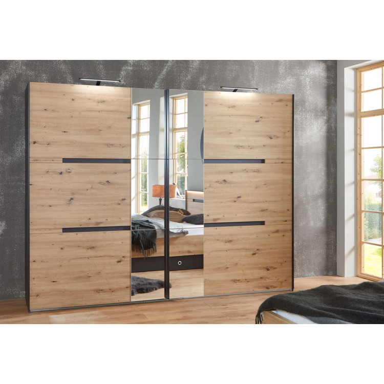 Armoire adulte style industriel chêne/graphite Cherbourg