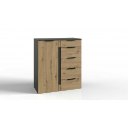 Commode adulte style industriel chêne/graphite Cherbourg