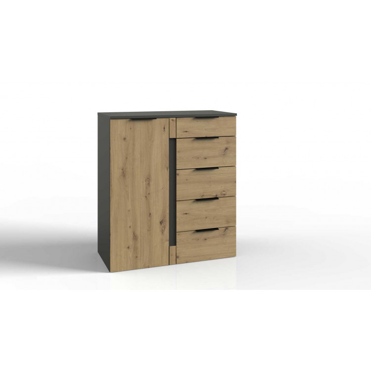Commode adulte style industriel chêne/graphite Cherbourg