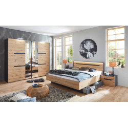 Chambre adulte style industriel chêne/graphite Cherbourg