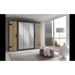 Armoire adulte style industriel 225 cm marron/graphite Nashville