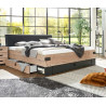 Lit adulte style industriel marron/graphite Nashville