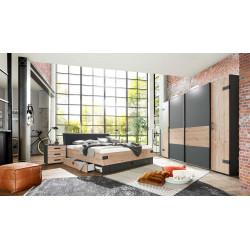 Chambre adulte style industriel marron/graphite Nashville