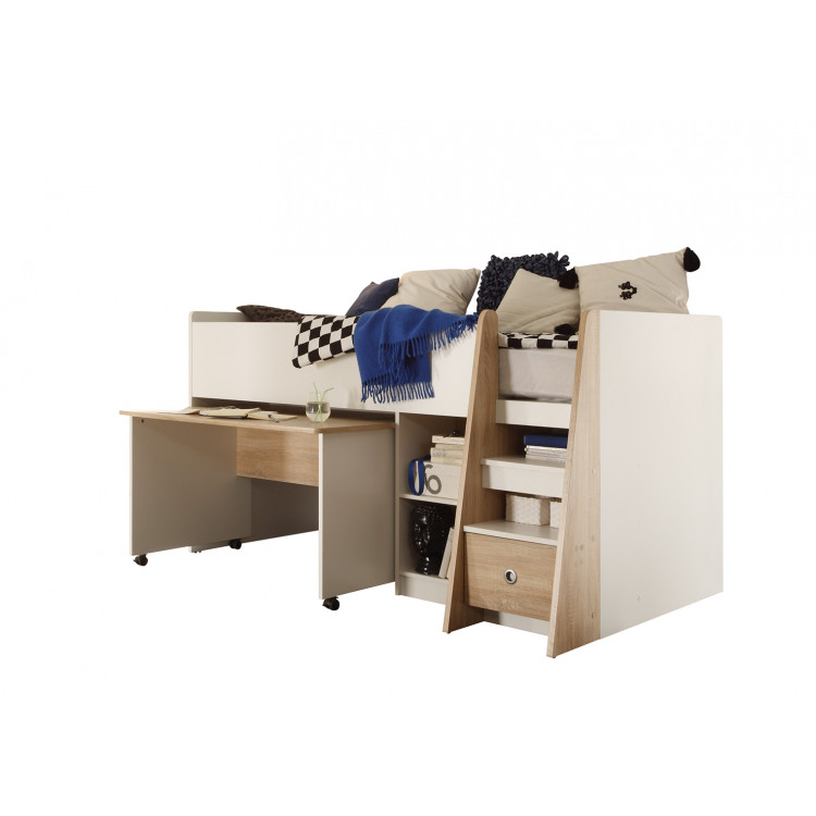 Lit combiné enfant contemporain chêne/blanc Philou