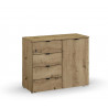 Commode adulte moderne chêne artisan 1 porte/4 tiroirs Penelope