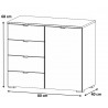 Commode adulte moderne chêne artisan 1 porte/4 tiroirs Penelope