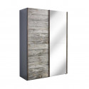 Armoire adulte industrielle gris marbré/miroir Teddy