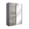 Armoire adulte industrielle gris marbré/miroir Teddy