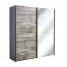 Armoire adulte industrielle gris marbré/miroir Teddy