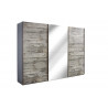 Armoire adulte industrielle gris marbré/miroir Teddy