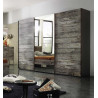 Armoire adulte industrielle gris marbré/miroir Teddy