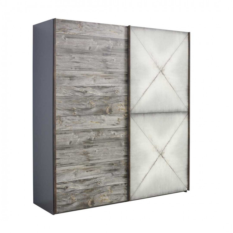 Armoire adulte industrielle gris marbré Teddy