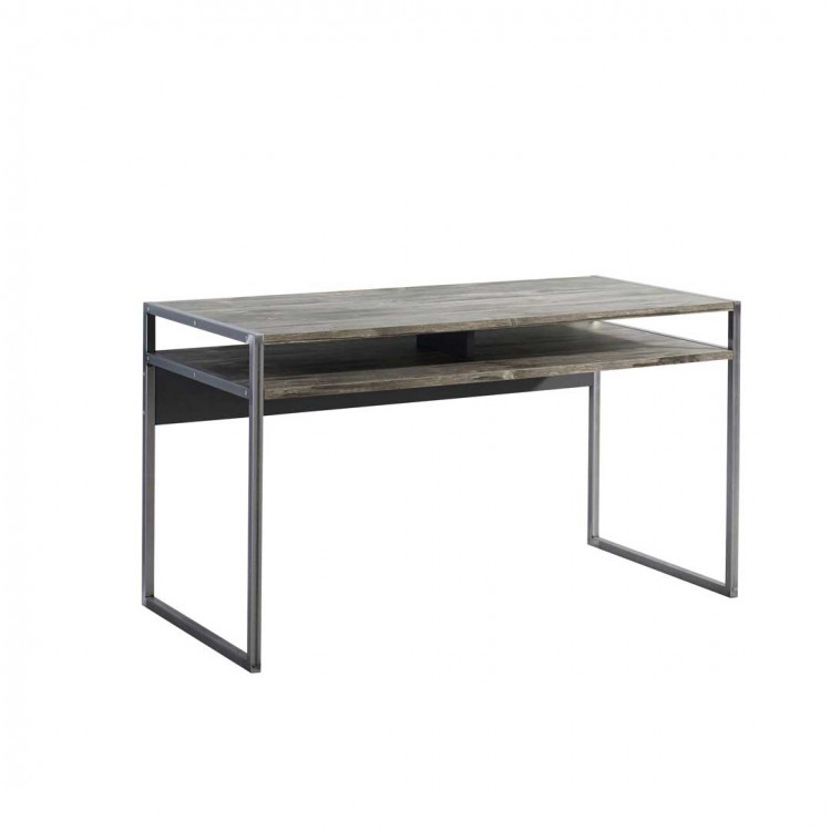 Bureau droit industriel gris marbré Teddy