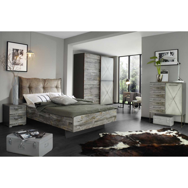 Chambre adulte industrielle gris marbré Teddy