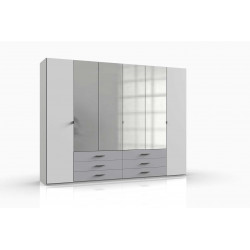 Armoire adulte contemporaine 270 cm blanc/gris Magali