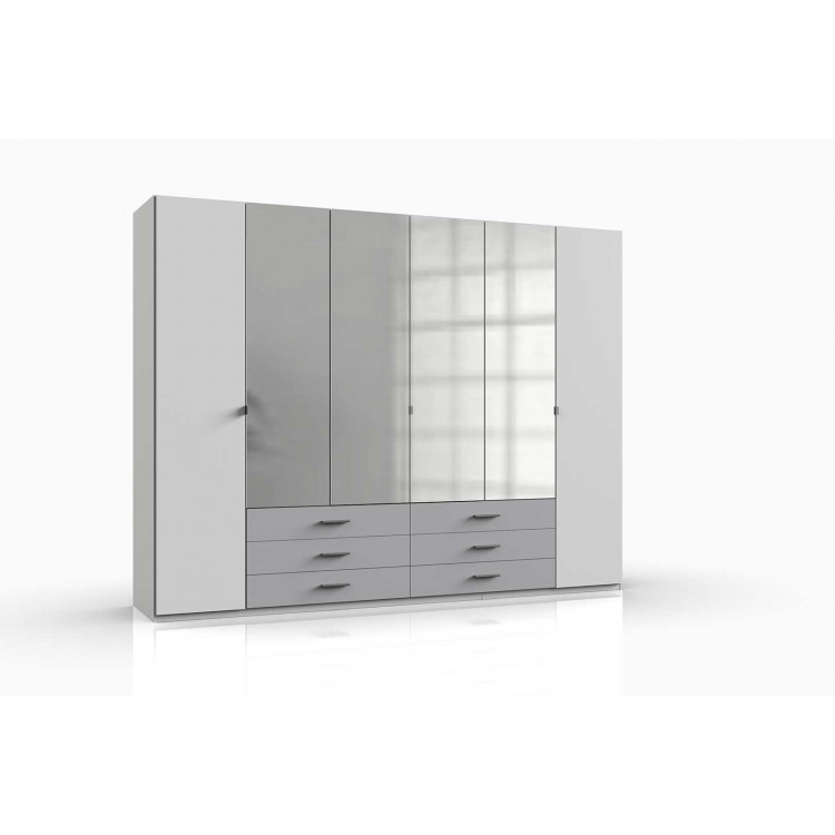 Armoire adulte contemporaine 270 cm blanc/gris Magali