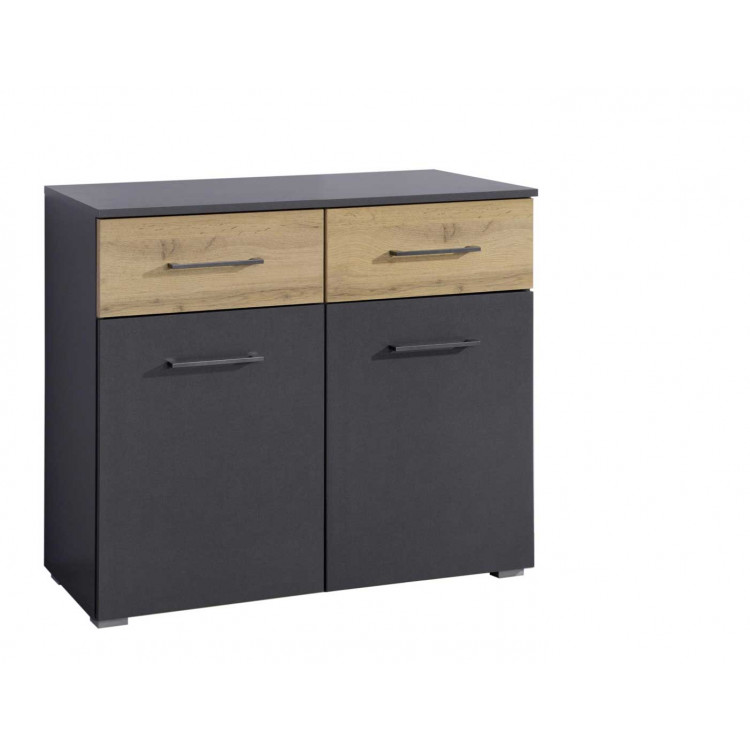 Commode adulte moderne 93 cm gris foncé/chêne Houston