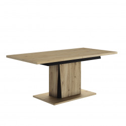 Table de salle à manger extensible contemporaine coloris chêne naturel Corina