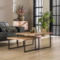 Ensemble de 2 tables basses industrielles en acacia massif naturel Marjorie