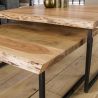 Ensemble de 2 tables basses industrielles en bois d'acacia et métal Laurène