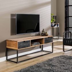 Meuble TV industriel en bois d'acacia et métal Céline