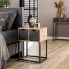 Table de chevet industrielle en bois d'acacia et métal Céline