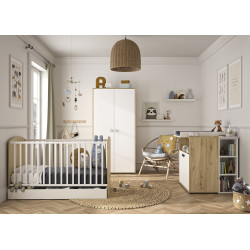 Chambre bébé contemporaine chêne/blanc Jennie