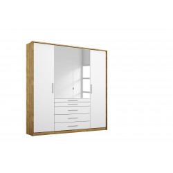 Armoire adulte moderne portes battantes chêne/blanc William