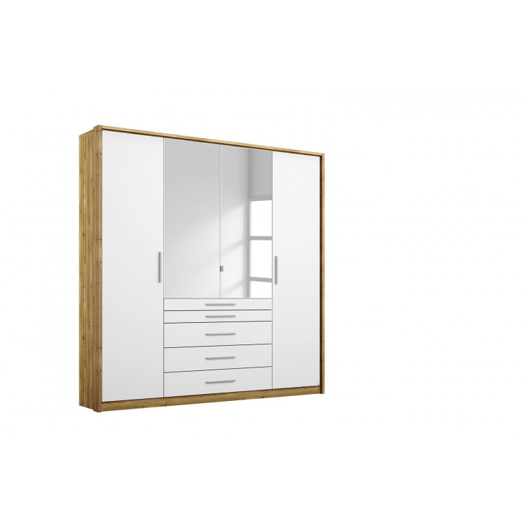 Armoire adulte moderne portes battantes chêne/blanc William