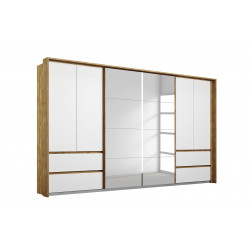 Armoire adulte moderne portes synchronisées chêne/blanc William