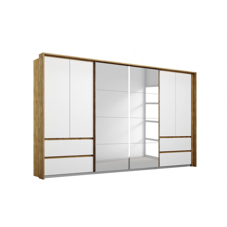 Armoire adulte moderne portes synchronisées chêne/blanc William