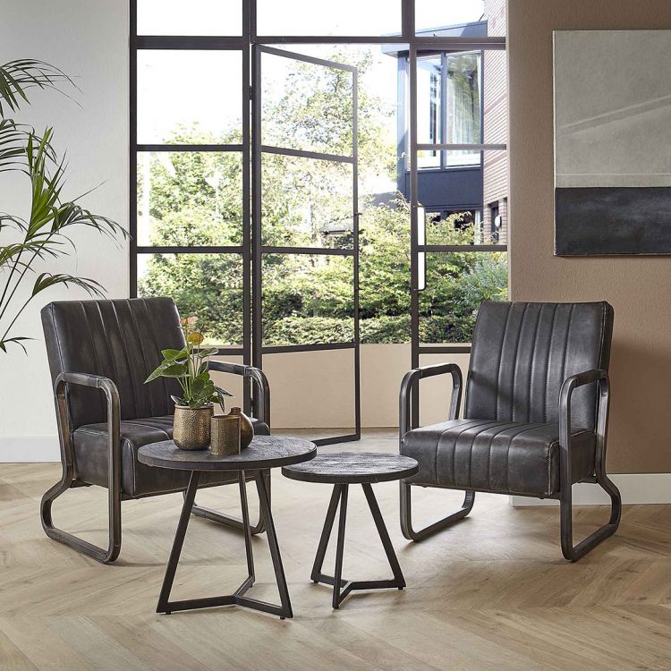 Ensemble de tables d'appoints en bois d'acacia et métal Florida