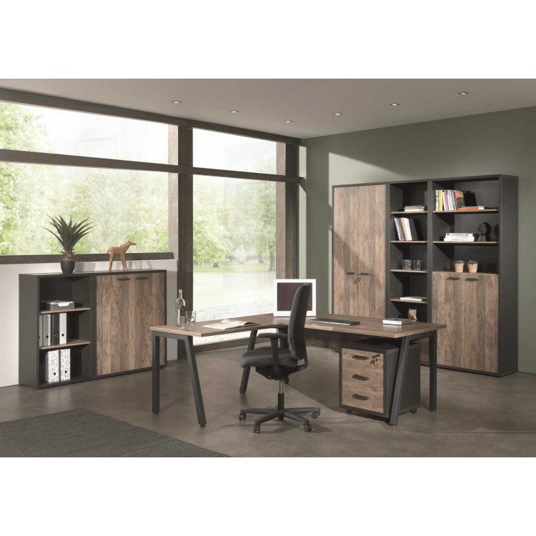 Ensemble de bureau contemporain marron/noir Carlos