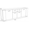 Buffet/bahut contemporain 250 cm chêne gris/béton Pittsburg