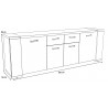 Buffet/bahut contemporain 225 cm chêne gris/béton Pittsburg