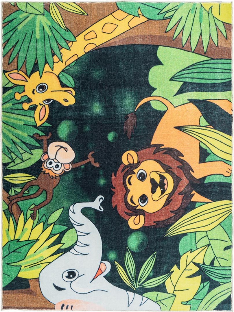 Tapis Pour Enfant Jungle Animaux Crème