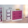 Commode enfant contemporaine avec étagère blanche/fuchsia Antea