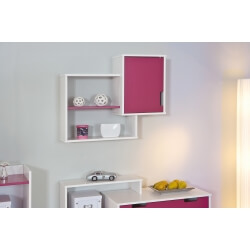 Etagère murale contemporaine blanche/fuchsia Antea