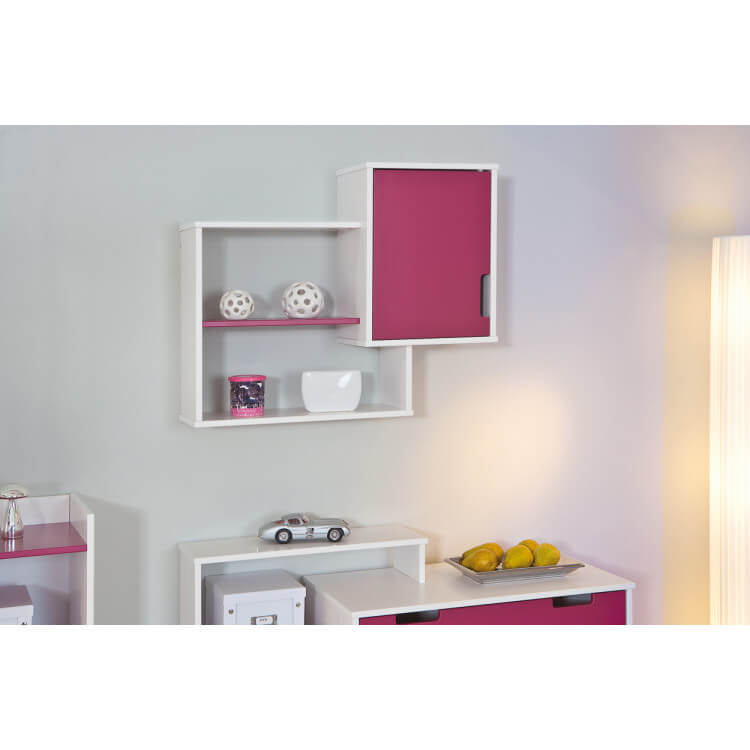 Etagère murale contemporaine blanche/fuchsia Antea