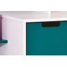 Commode enfant contemporaine avec étagère blanche/bleu pétrole Charlie