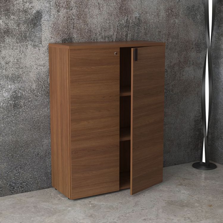 Armoire haute de bureau moderne coloris noyer Saturne