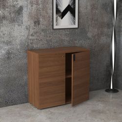 Armoire basse de bureau moderne coloris noyer Saturne