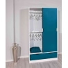 Armoire enfant contemporaine portes coulissantes blanche et bleu Charlie