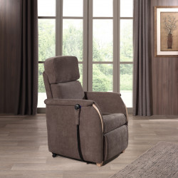 Fauteuil releveur de relaxation en tissu chocolat Brady