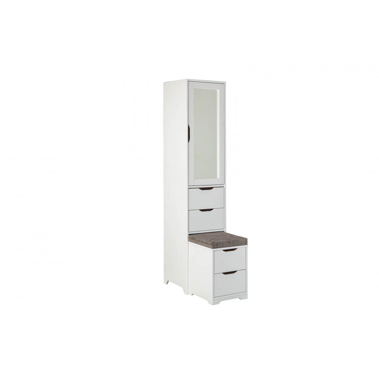 Armoire d'appoint contemporaine en pin massif blanc Miami