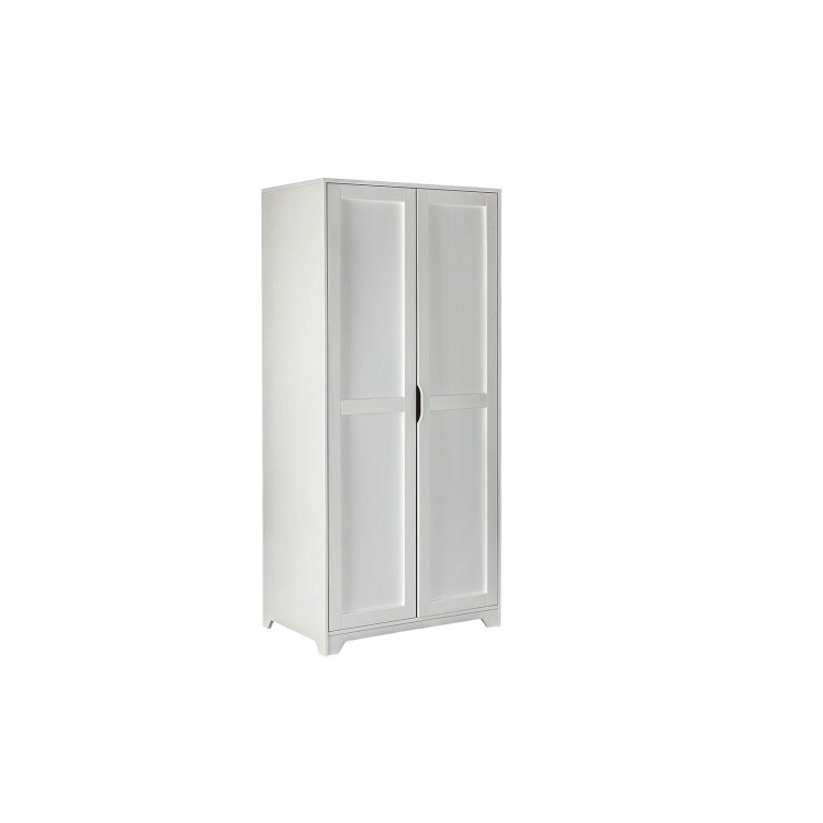 Armoire adulte contemporaine 92 cm en pin massif blanc Miami